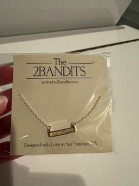 The 2Bandits Silver Bar Necklace with Opal Inlay